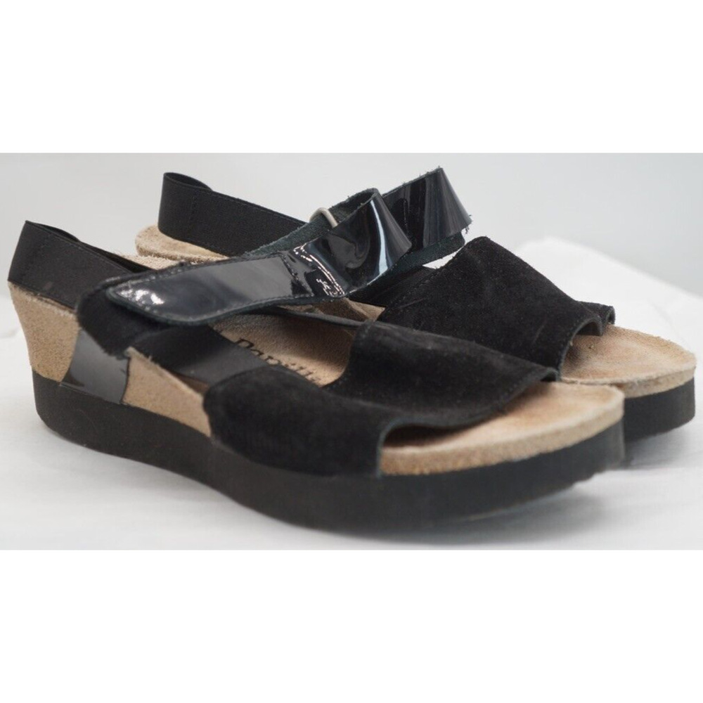Papillio By Birkenstock Lana Black Leather Wedge Sandals Size 38 US 7 - Picture 9 of 10
